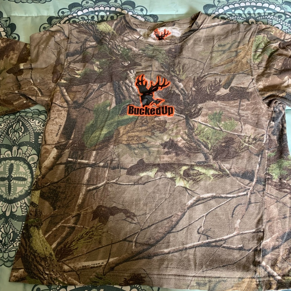 Bucked Up brand tee, size small